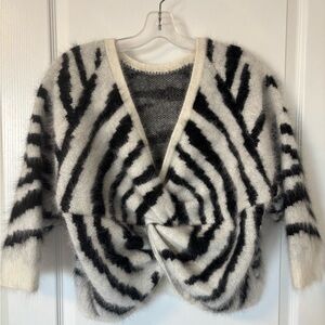 Ba&sh NWT Twist Back Angora Zebra-Print Sweater Size M (2)